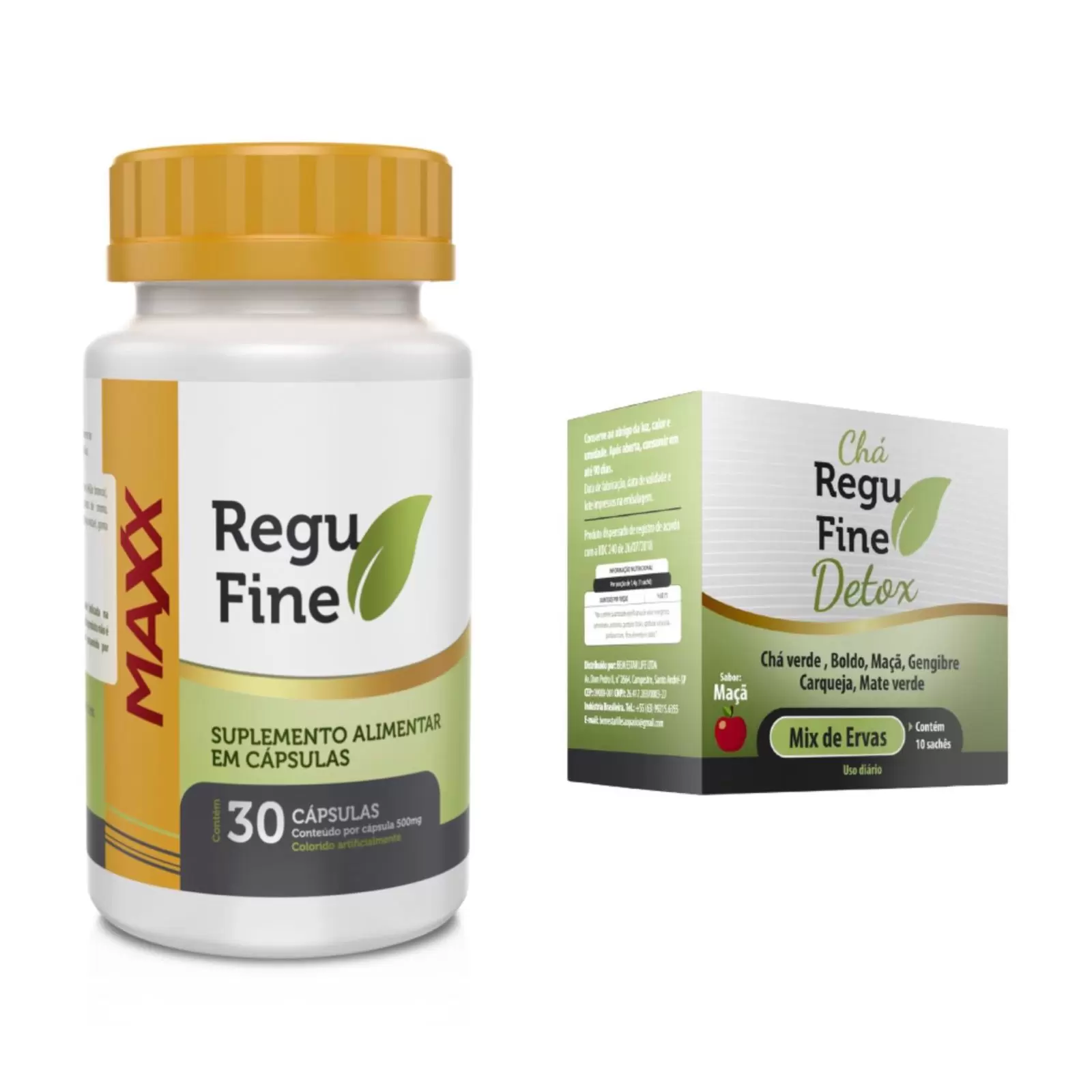 REGU FINE MAXX POTENTE EMAGRECEDOR + CHÁ REGU FINE DETOX 