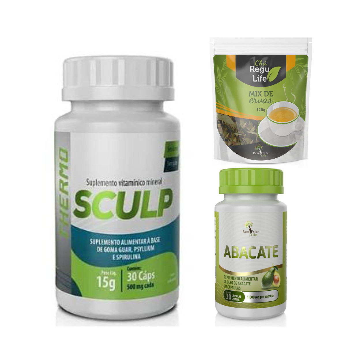 SCULP THERMO + ÓLEO DE ABACATE + CHÁ REGU LIFE -COMBO PROMOCIONAL