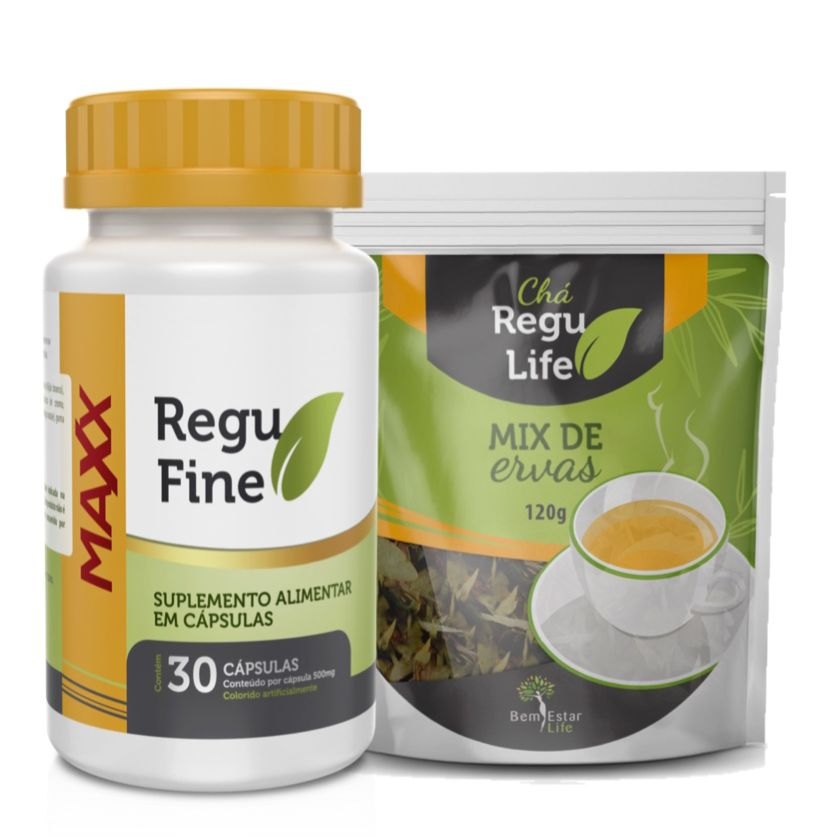 Regu Fine Maxx Potente Acelerador de Metabolismo + Chá Regu life Pacote 120g