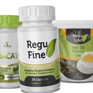 REGU FINE + ÓLEO DE ABACATE + CHÁ REGU LIFE PACOTE - TRIO EMAGRECEDOR FORTE BEM ESTAR LIFE