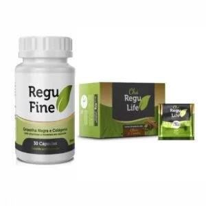 REGU FINE EMAGRECEDOR + CHÁ REGU LIFE SABOR CRAVO E CANELA 30 SACHES - BEM ESTAR LIFE