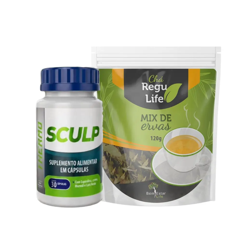 COMBO EMAGRECEDOR SCULP THERMO + CHÁ REGULIFE LANÇAMENTO EXCLUSIVO - POTENTE ACELERADOR DE METABOLISMO 12 X MAIS RESULTADOS. 