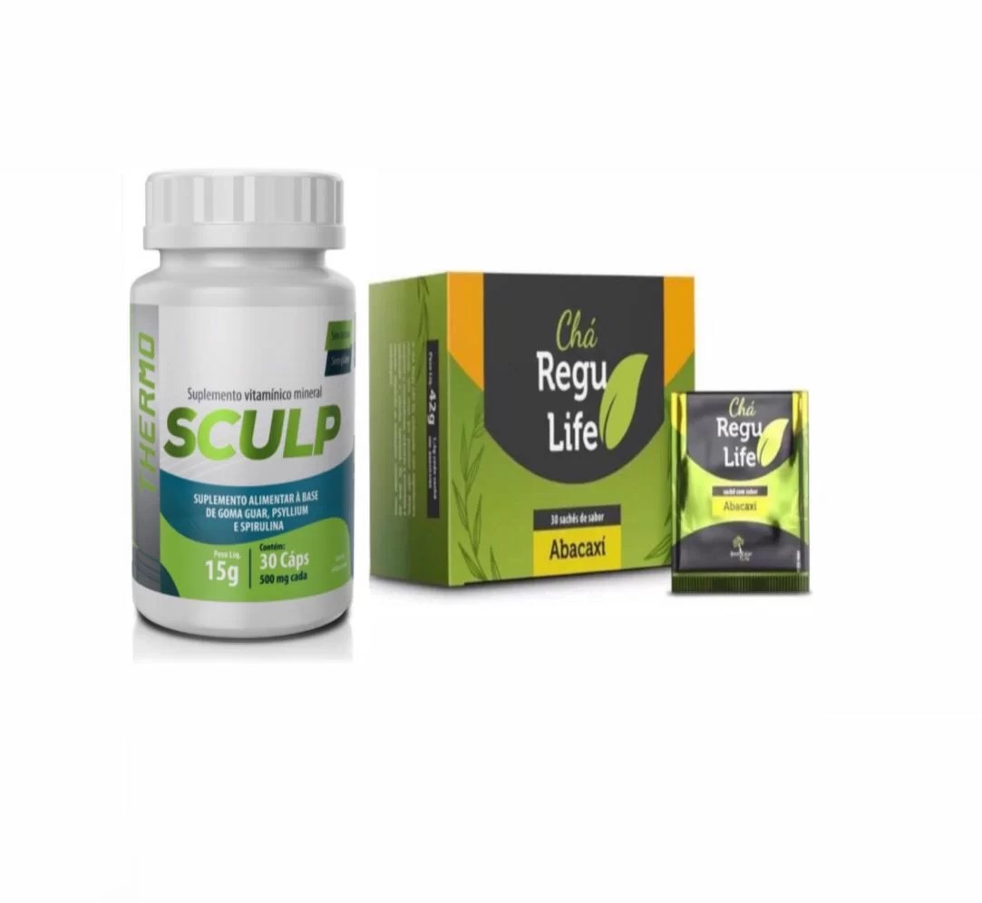 EMAGRECEDOR SCULP THERMO + CHÁ REGU  LIFE 30 SACHES ABACAXI 