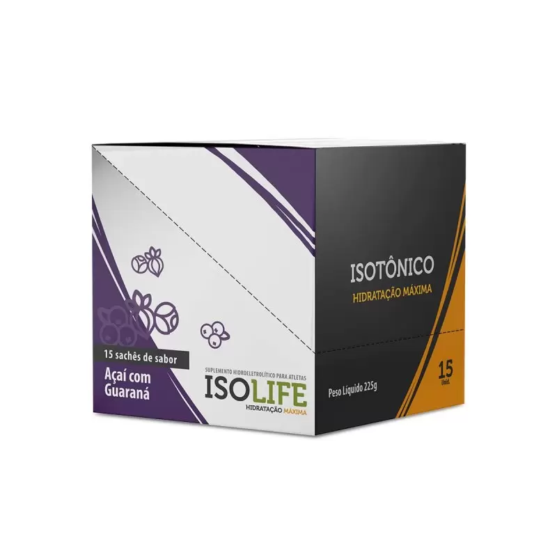 ISOLIFE - ISOTONICO - 15 SACHET  sabor Açaí com Guaraná 