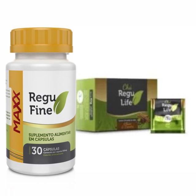 Regu Fine Maxx Potente Acelerador de Metabolismo + Chá Regu life 30 sache sabor Cravo e Canela