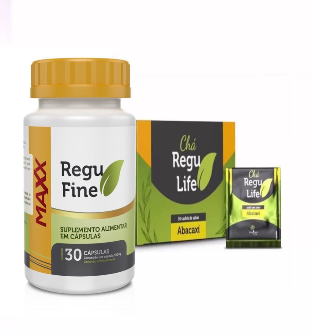 Regu Fine Maxx Potente Acelerador de Metabolismo + Chá Regu life 30 sache sabor Abacaxi 