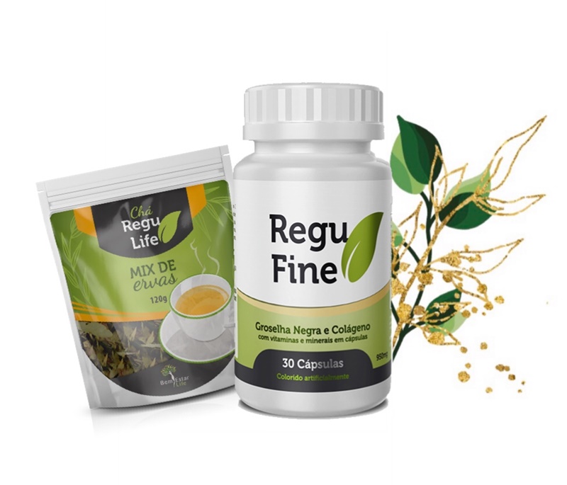 Combo Emagrecedor Regu Fine E ChÁ Regu Life DiurÉtico E Digestivo Bem Estar Life Santa 9290